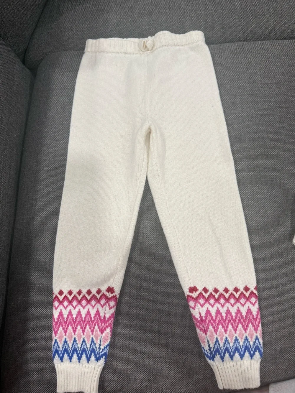 Janie and Jack Cream Turtleneck Sweater Set with Pink & Blue Fair Isle